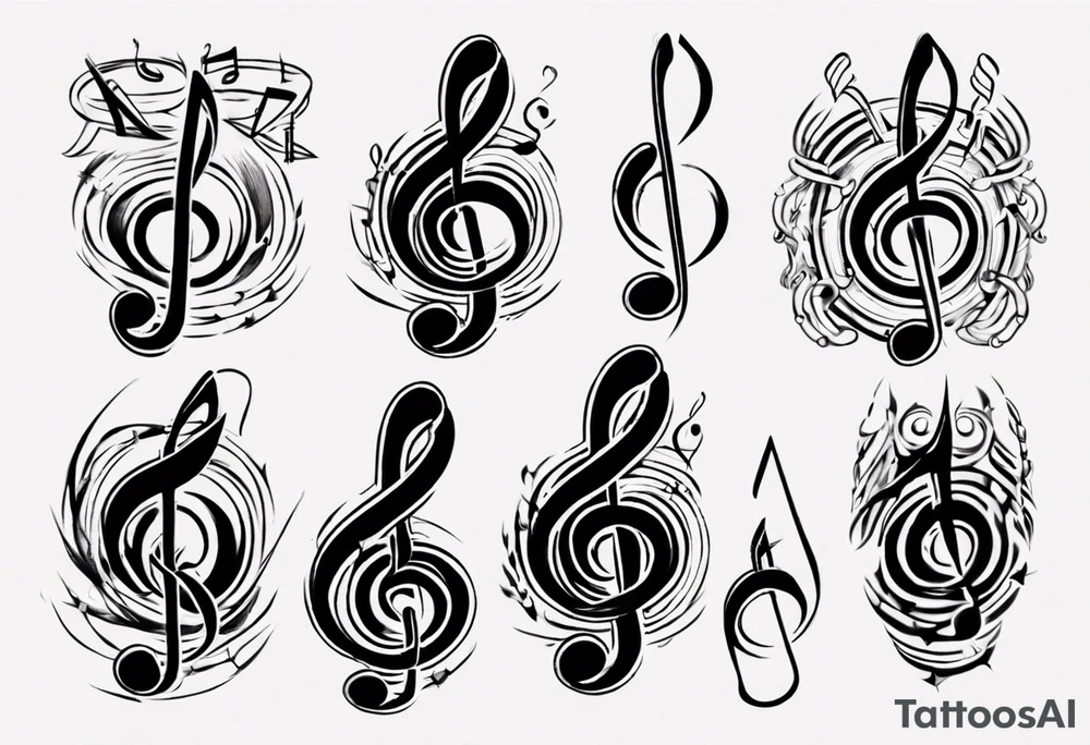 music stave hearth tattoo idea