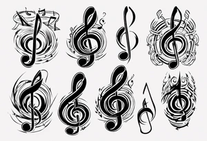 music stave hearth tattoo idea