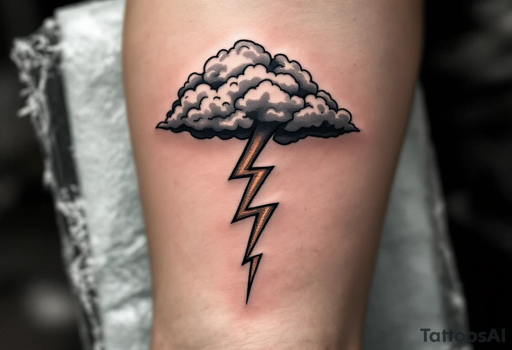 A stormy gray cloud and lightning bolt, representing Perun’s wrath and justice from above. tattoo idea
