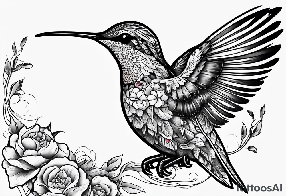 death in a shape of a humming bird tattoo idea