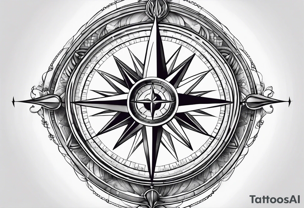 Nautical compass with firedapartment tattoo idea