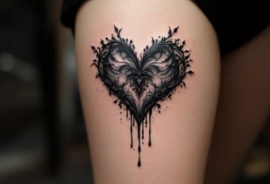 A bleeding heart with blackened edges, transitioning into a smoky, fading effect, symbolizing love lost to time. tattoo idea