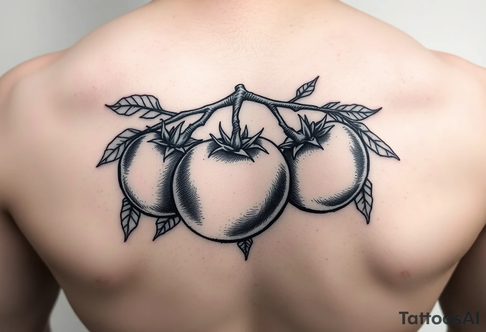 Ripe tomatoes on a vine tattoo idea