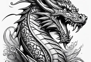 Cute Dragon broken roman columns tattoo idea