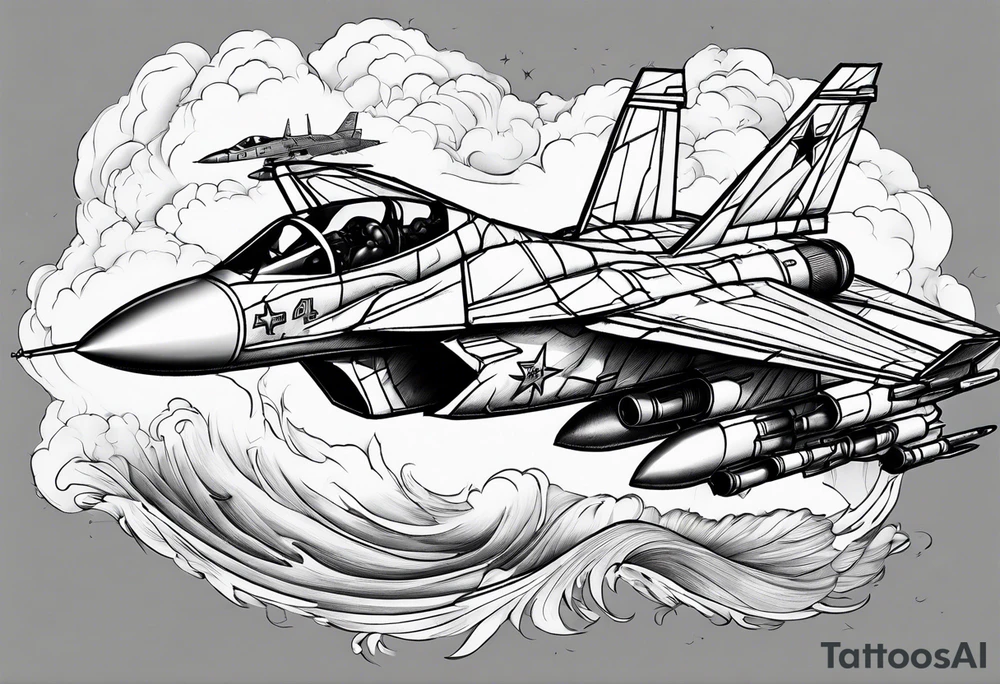 Fighter jet in a storm tattoo idea