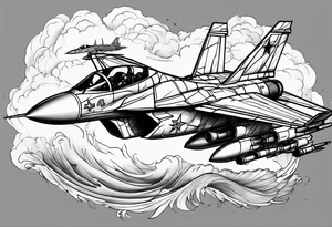 Fighter jet in a storm tattoo idea