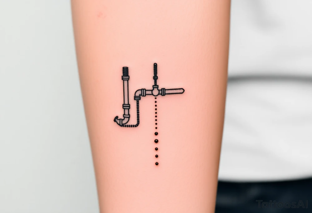 detailed system of plumbing pipes vertical ending with a fade off tattoo idea