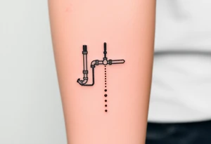 detailed system of plumbing pipes vertical ending with a fade off tattoo idea