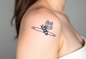 jet plane with a bee flying with it tattoo idea