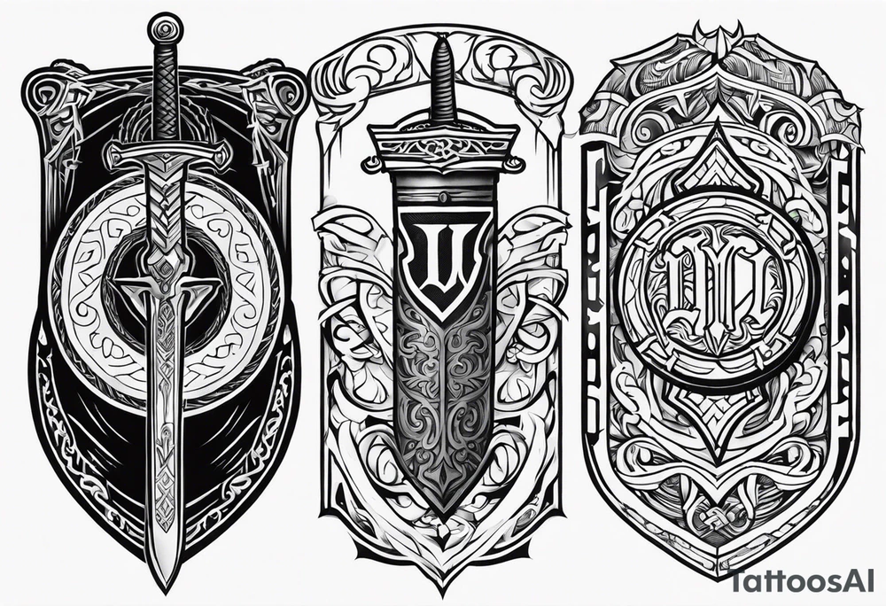 Valhalla sword shield tattoo idea