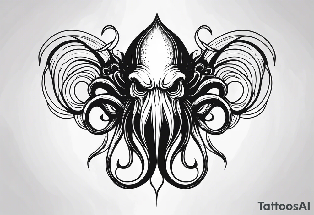 cthulu head minimal black tattoo idea