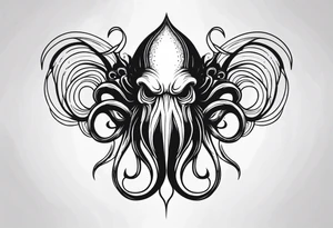 cthulu head minimal black tattoo idea