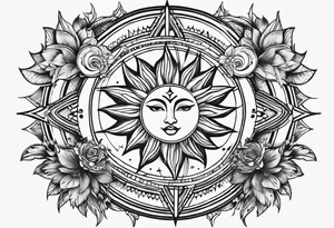 sun and moon line spirituality tattoo idea