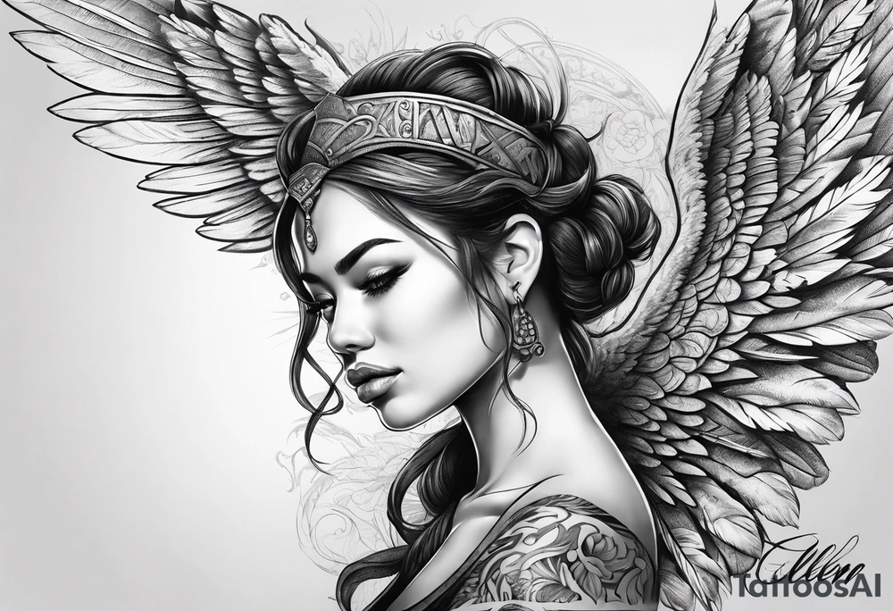The word Glenn with wings tattoo idea