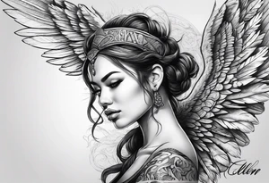 The word Glenn with wings tattoo idea