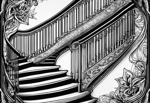 Antique spiral stair case tattoo idea