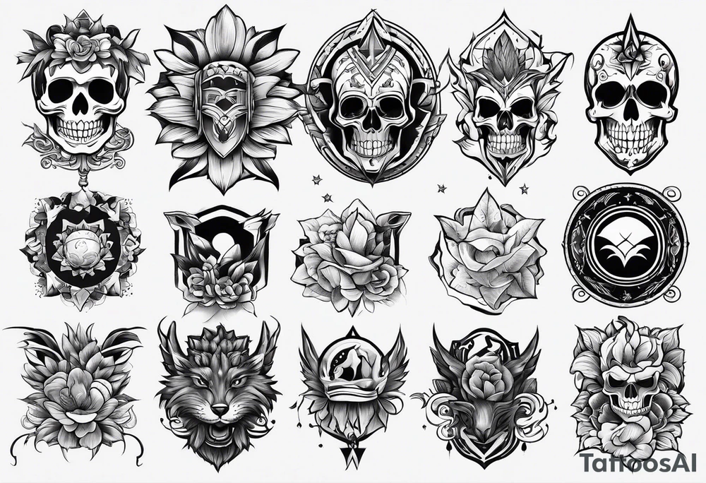 Flash sheet multiple designs tattoo idea