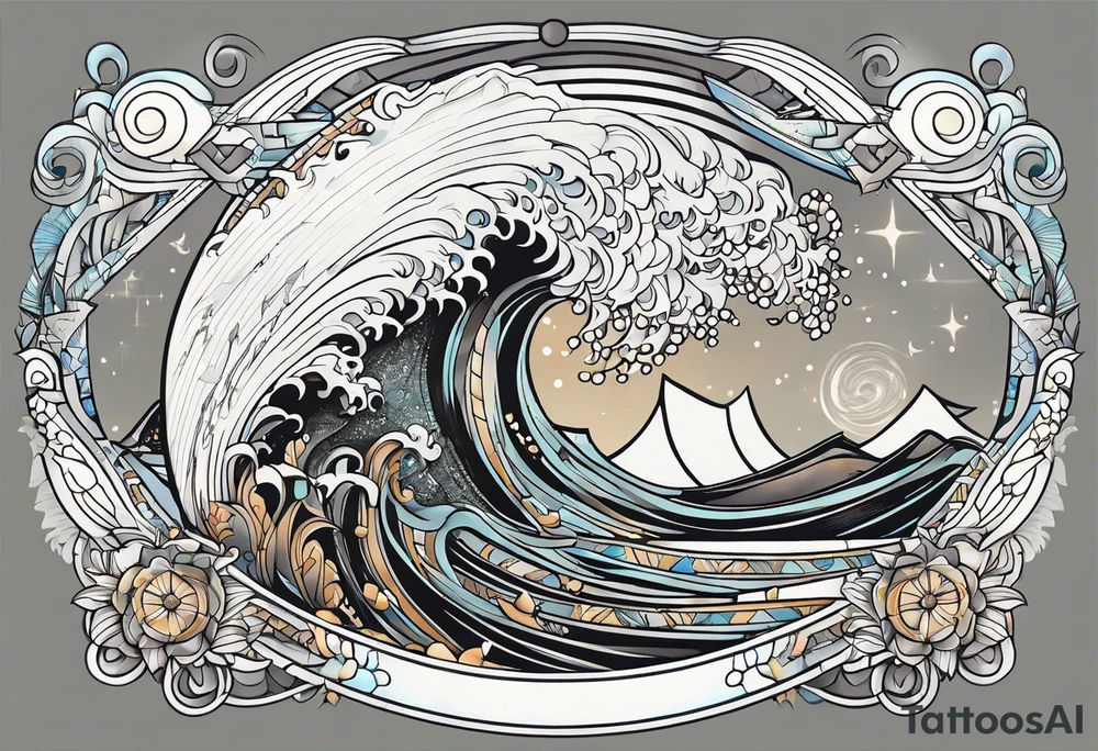 ocean, géométric, animal tattoo idea