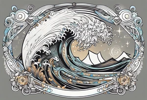 ocean, géométric, animal tattoo idea