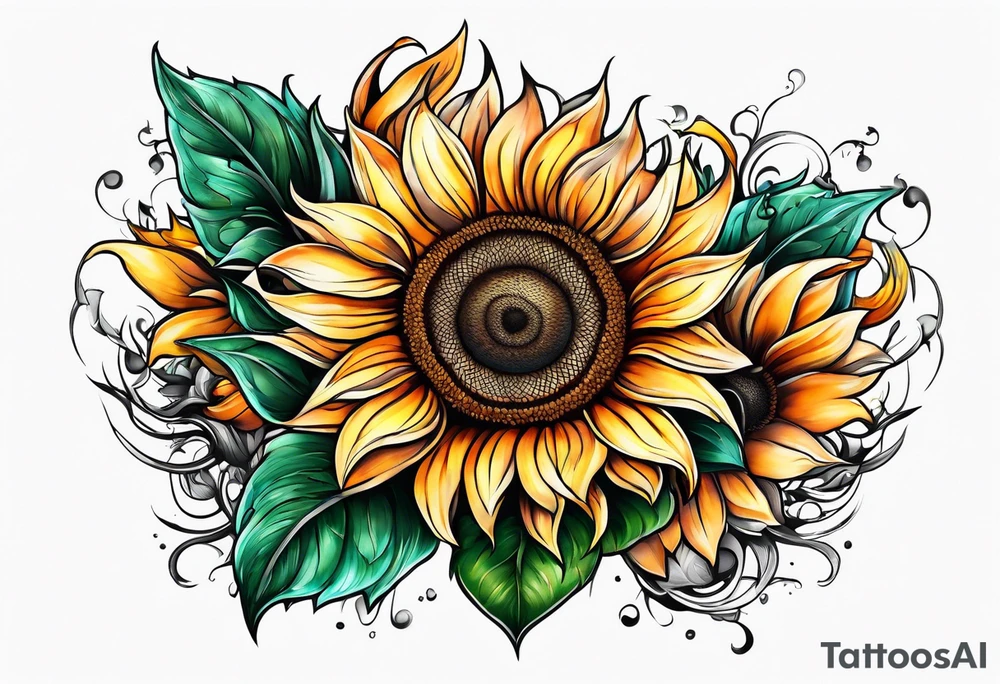 Flower fire an a sunflower tattoo idea