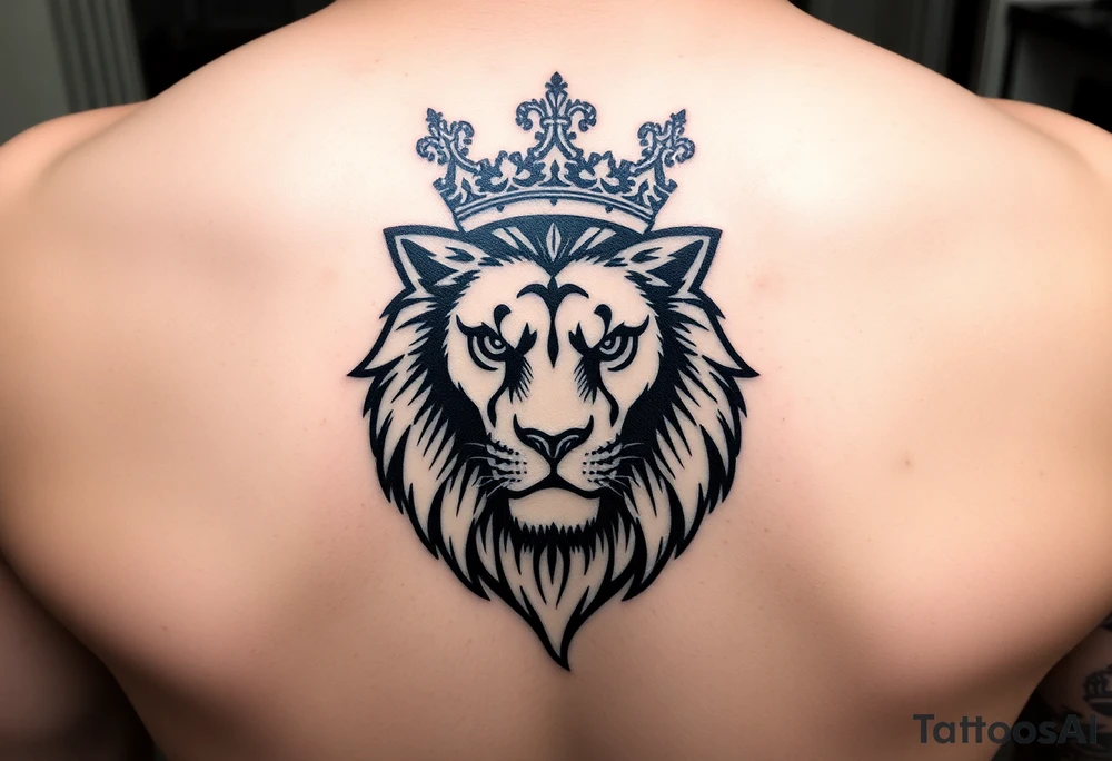 majestic lion wearing crown tattoo idea