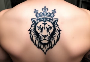 majestic lion wearing crown tattoo idea