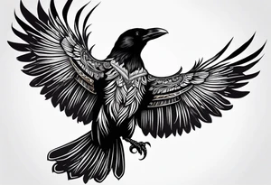 crow with open wings, only the outlines tattoo idea
