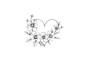 I want L in a small heart shape with flowers tattoo idea