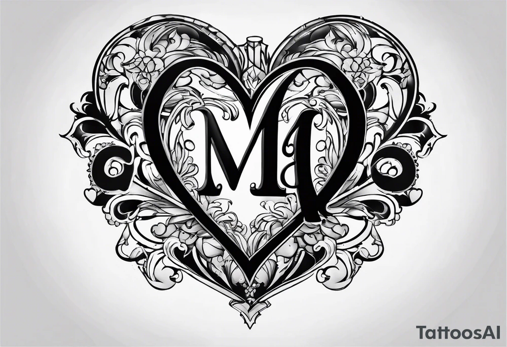 Heart with the letters M and S tattoo idea