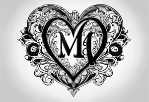 Heart with the letters M and S tattoo idea