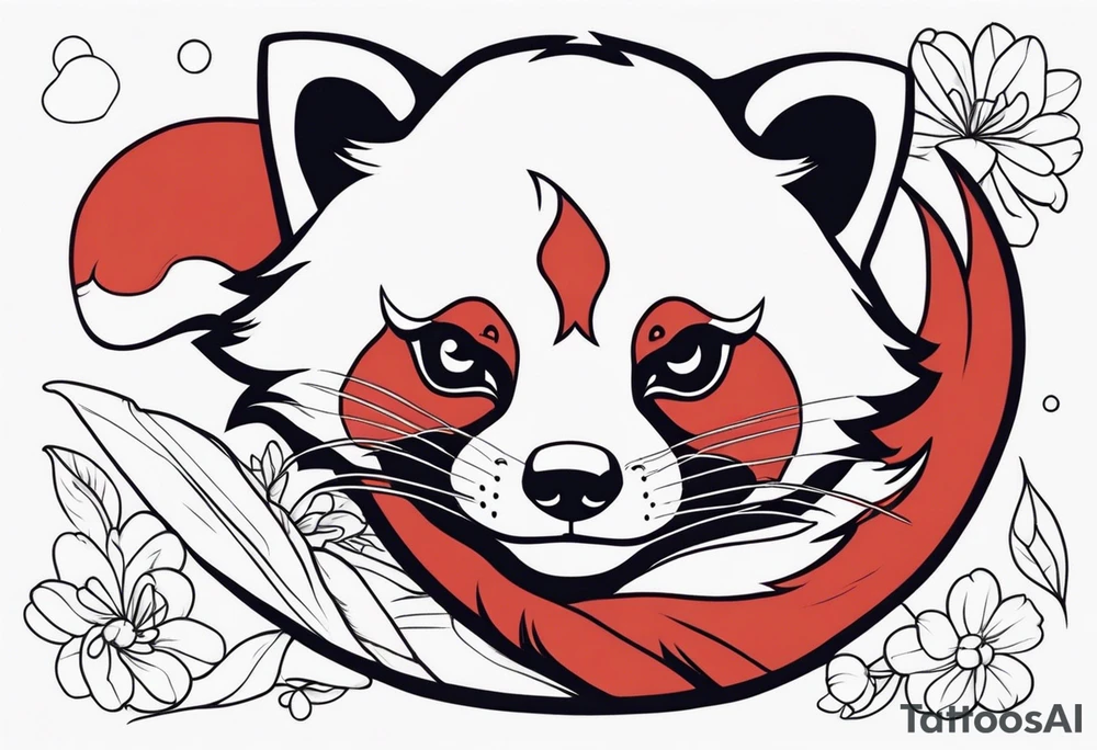 Red panda lucky cat tattoo idea