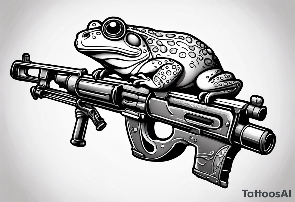 frog horn leg horn cartoon holding a machine gun tattoo idea