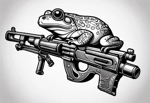 frog horn leg horn cartoon holding a machine gun tattoo idea