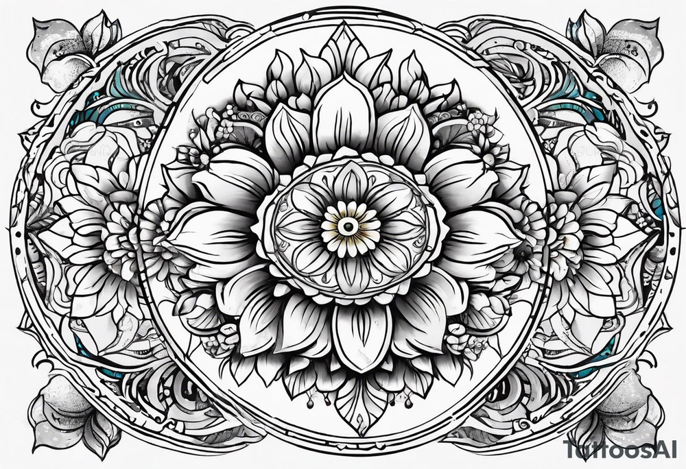Lunar phases flowers tattoo idea