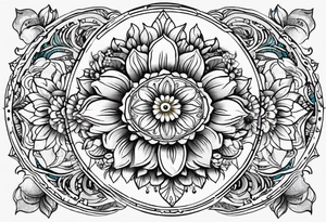 Lunar phases flowers tattoo idea