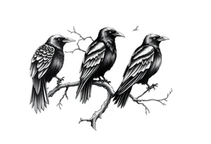 Irish shoulder tattoo, that is non-religious and has a Celtic tree and tribal ravens tattoo idea