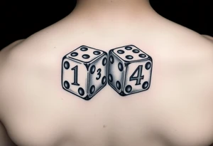 2 dices with numbers 1,3,4 showing tattoo idea