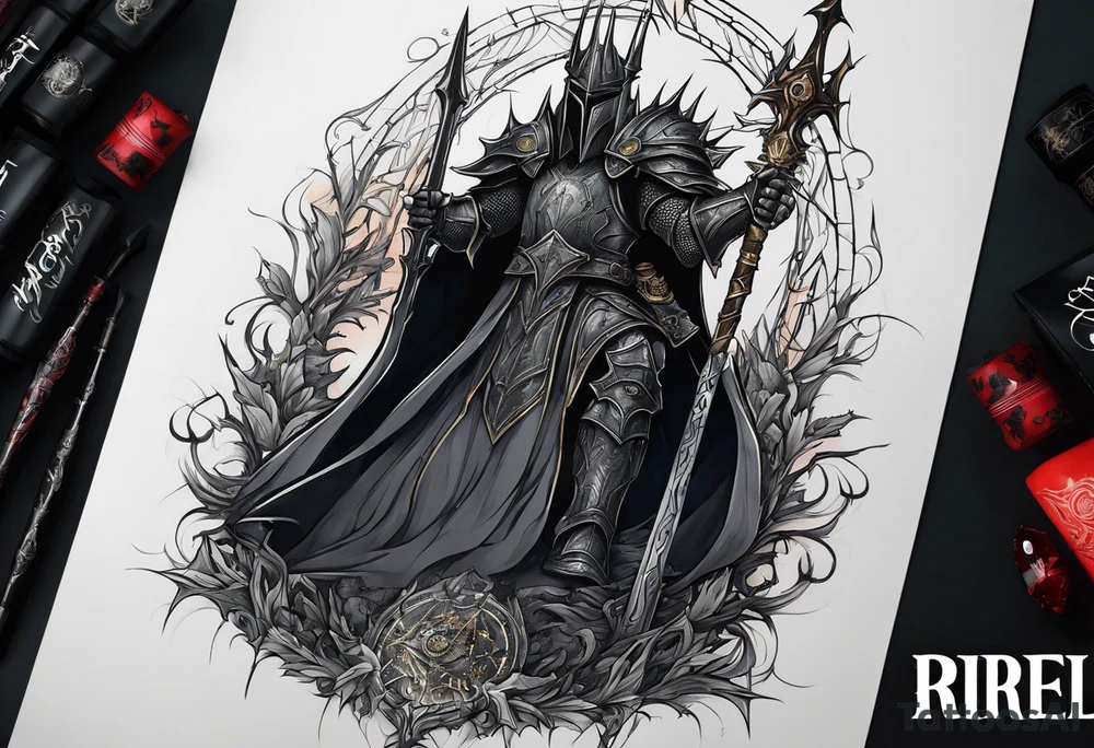 witch king lord of the real rings, leg piece which would take up the back side of my calf, from the back of knee to ankle tattoo idea