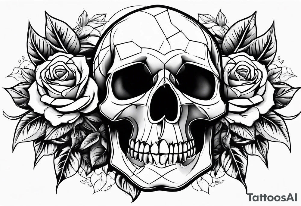 skull and roses tattoo idea