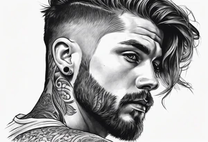 Tattoo artist short hair man tattoo idea