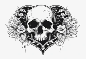 merge visceral heart and skull tattoo idea