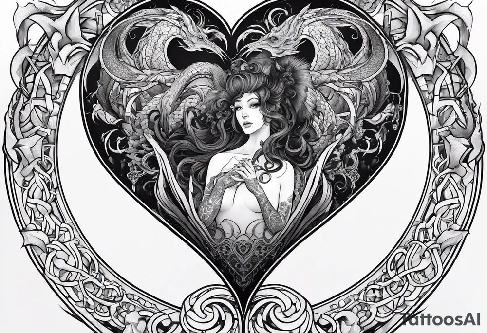 Long tattoo for arm. Lovecraftian creature, protecting a heart. tattoo idea