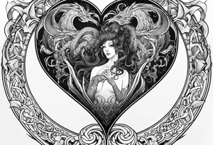Long tattoo for arm. Lovecraftian creature, protecting a heart. tattoo idea