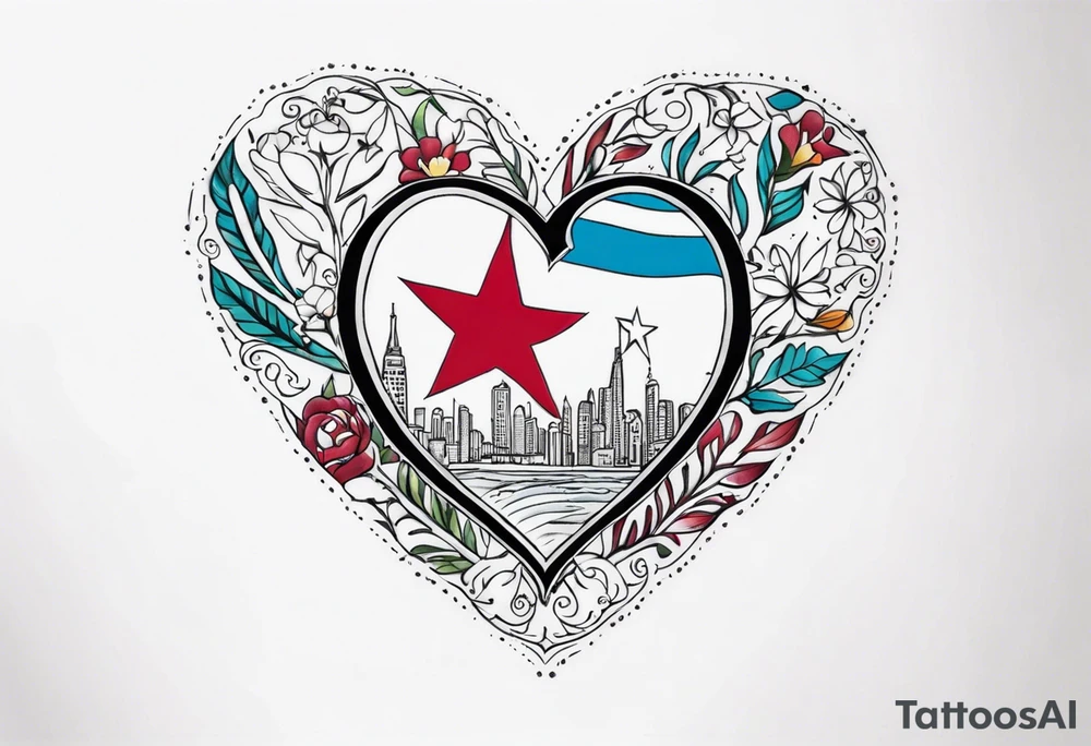 small tattoo
 NYC & Cuba inside a heart tattoo idea