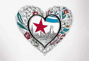 small tattoo
 NYC & Cuba inside a heart tattoo idea