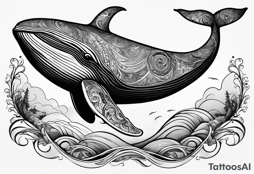 A great whale and the number 3 tattoo idea
