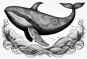 A great whale and the number 3 tattoo idea