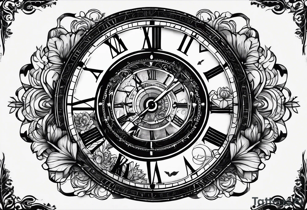 Combine elements representing time and travel. Use the words “I will follow you into the dark”. tattoo idea