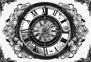 Combine elements representing time and travel. Use the words “I will follow you into the dark”. tattoo idea