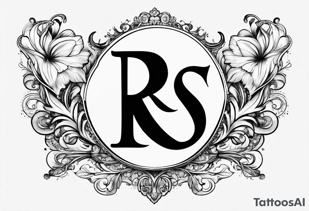 The initials R and S with a small butterfly on the S tattoo idea
